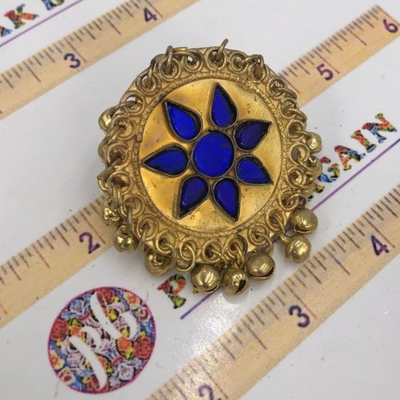 Afghan Kuchi Ring with Glass Stones And Bells, Afghan Ring, Tribal Ethnic Ring - Picture 2 of 2